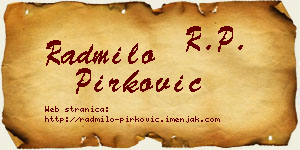 Radmilo Pirković vizit kartica